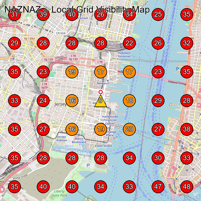 NAZNAZ GeoGrid visibility map for Hair Salon in Jersey City